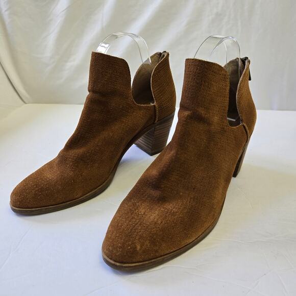 Lucky Brand Powe Bootie Womens 9.5 Cognac Brown Suede Ankle Boots - Picture 5 of 10
